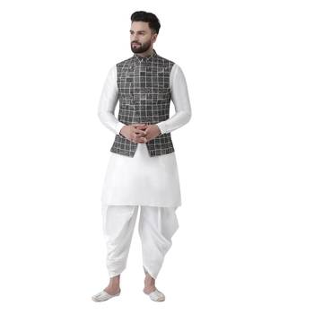Black Printed Silk Blend Nehru Jacket 5