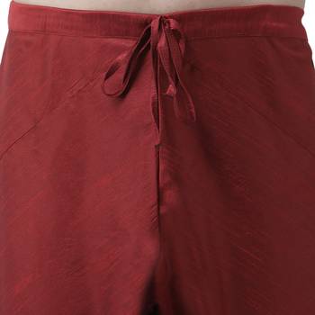 Maroon Plain Dupion Silk Kurta Pajama 5