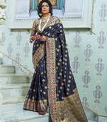   royal blue woven paithani silk saree with blouse