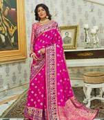Magenta woven paithani silk saree with blouse