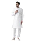 White Plain Dupion Silk Kurta Pajama