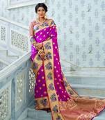 Purple woven paithani silk saree with blouse