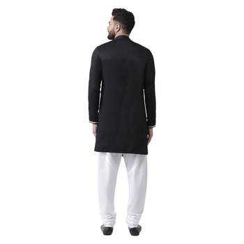Black Plain Pure Cotton Kurta Pajama 3