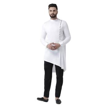 White Plain Pure Cotton Kurta Pajama 1