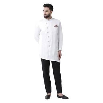 White Plain Pure Cotton Kurta Pajama 1
