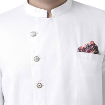 White Plain Pure Cotton Kurta Pajama 4