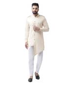 Beige Plain Pure Cotton Kurta Pajama