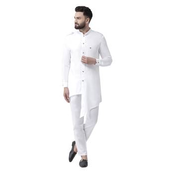 White Plain Pure Cotton Kurta Pajama 1