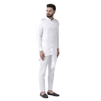 White Plain Pure Cotton Kurta Pajama 2