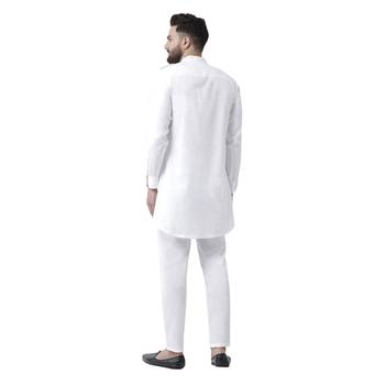White Plain Pure Cotton Kurta Pajama 3