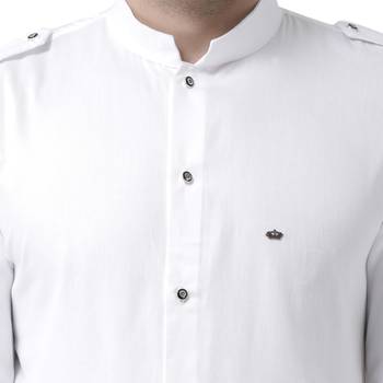 White Plain Pure Cotton Kurta Pajama 4