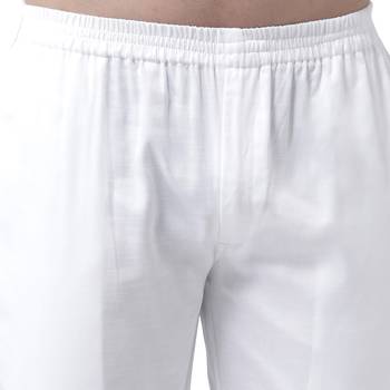 White Plain Pure Cotton Kurta Pajama 5