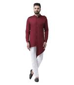 Maroon Plain Pure Cotton Kurta Pajama