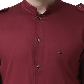 Maroon Plain Pure Cotton Kurta Pajama 4