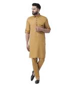 Mustard Plain Pure Cotton Kurta Pajama