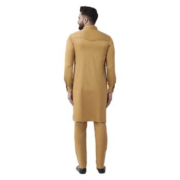 Mustard Plain Pure Cotton Kurta Pajama 3