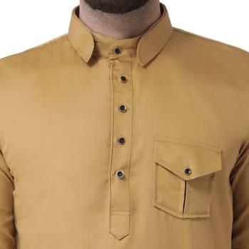 Mustard Plain Pure Cotton Kurta Pajama 4