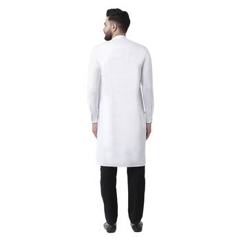 White Plain Cotton Men Kurtas 3