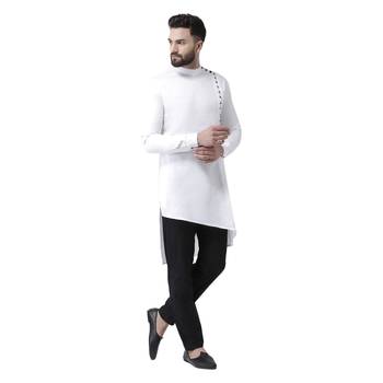 White Plain Cotton Men Kurtas 4