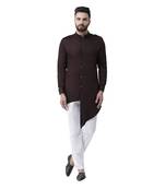 Brown Plain Cotton Men Kurtas