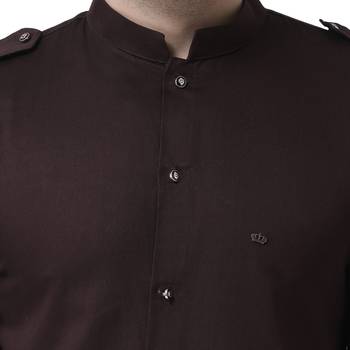 Brown Plain Cotton Men Kurtas 5