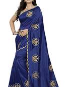 Blue embroidered faux georgette saree with blouse