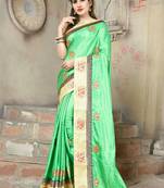 Green Embroidered Art Silk Aree With Blouse