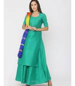 green plain silk kurta-sets