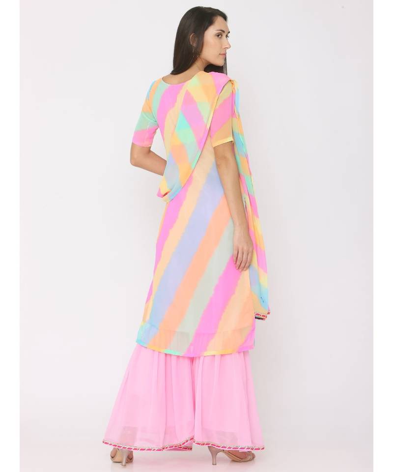 multicolor printed georgette kurta-sets