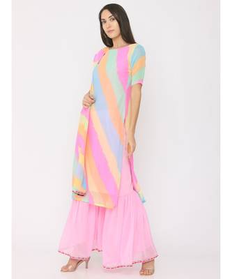 multicolor printed georgette kurta-sets 3