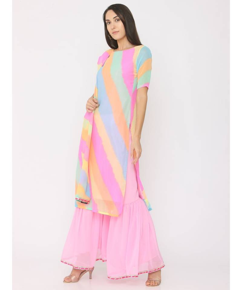 multicolor printed georgette kurta-sets