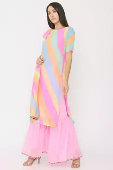 multicolor printed georgette kurta-sets
