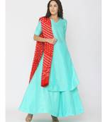 sea-green plain silk kurta-sets