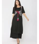black plain rayon kurta-sets
