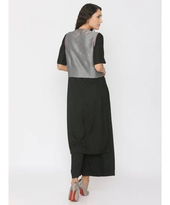 black plain rayon kurta-sets 2