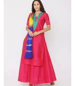 dark-pink plain silk kurta-sets