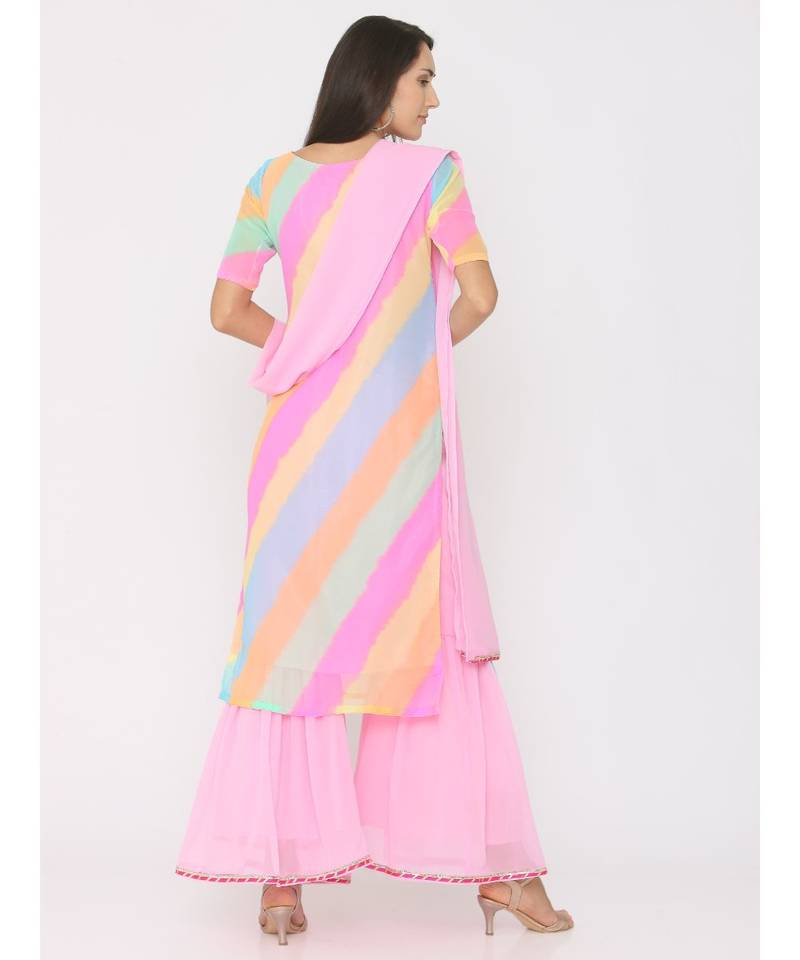 multicolor printed georgette kurta-sets