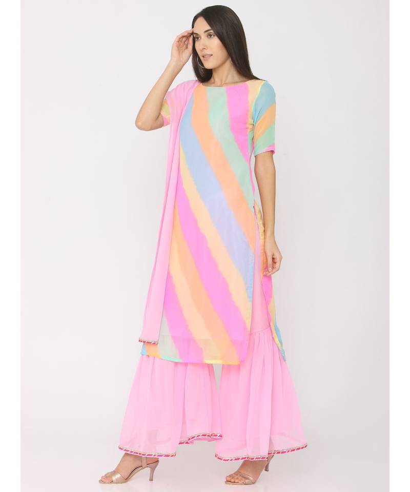 multicolor printed georgette kurta-sets