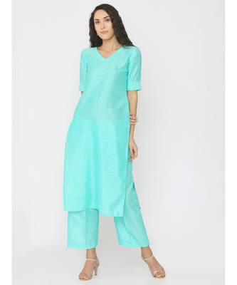green plain silk kurta-sets 1