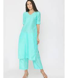green plain silk kurta-sets