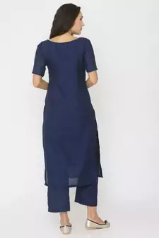 blue plain silk kurta-sets