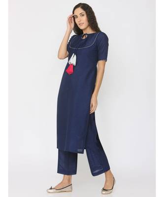 blue plain silk kurta-sets 4