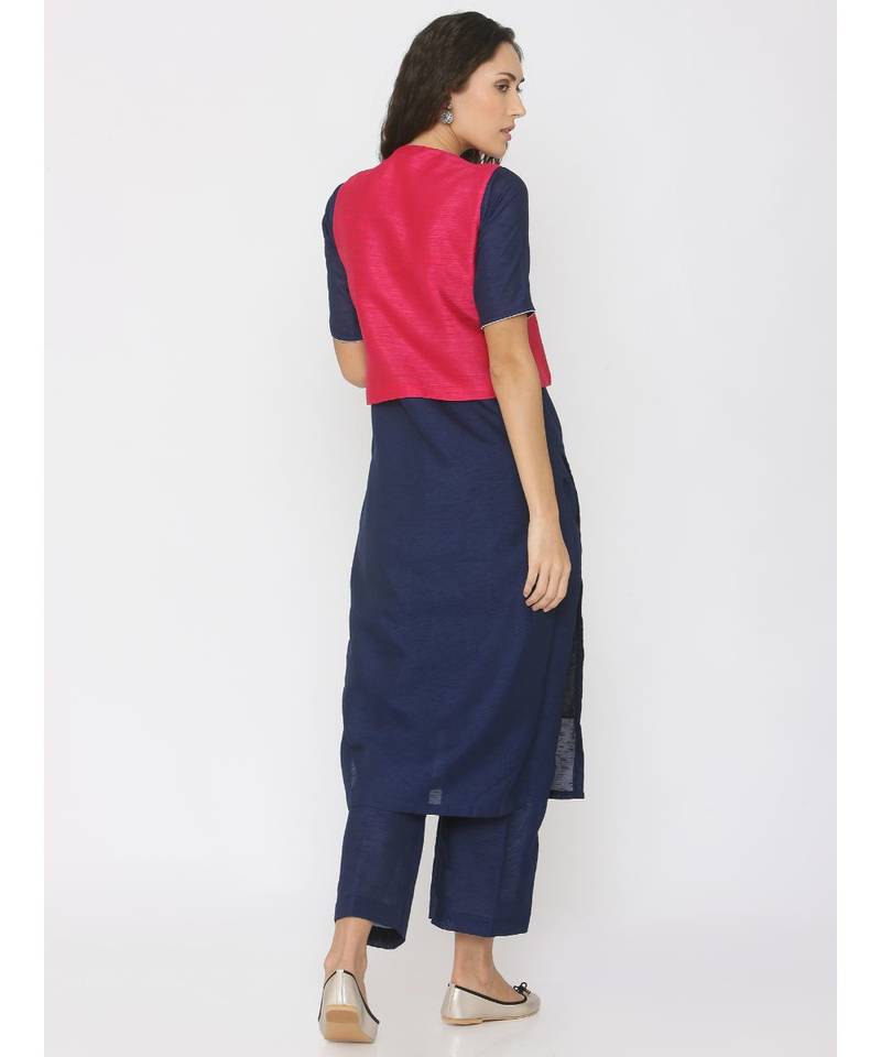 blue plain silk kurta-sets