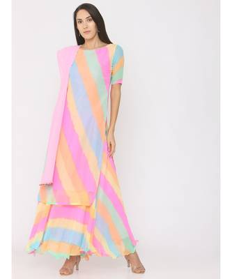 multicolor printed georgette kurta-sets 1