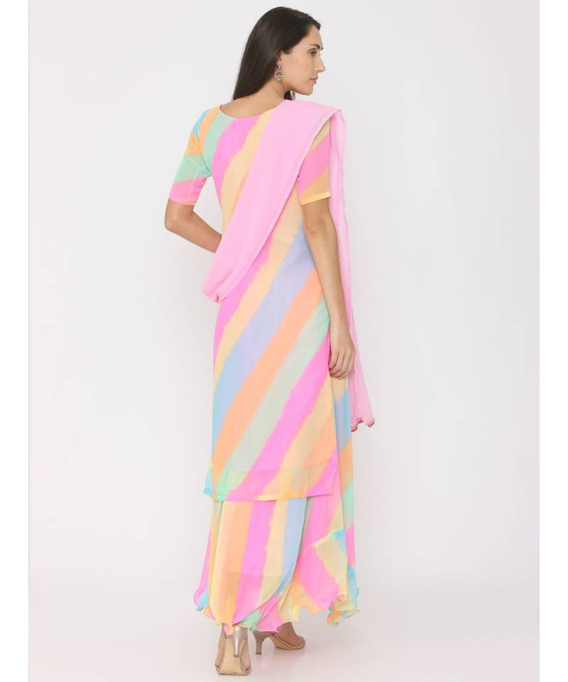 multicolor printed georgette kurta-sets