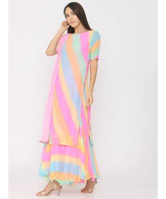 multicolor printed georgette kurta-sets 3