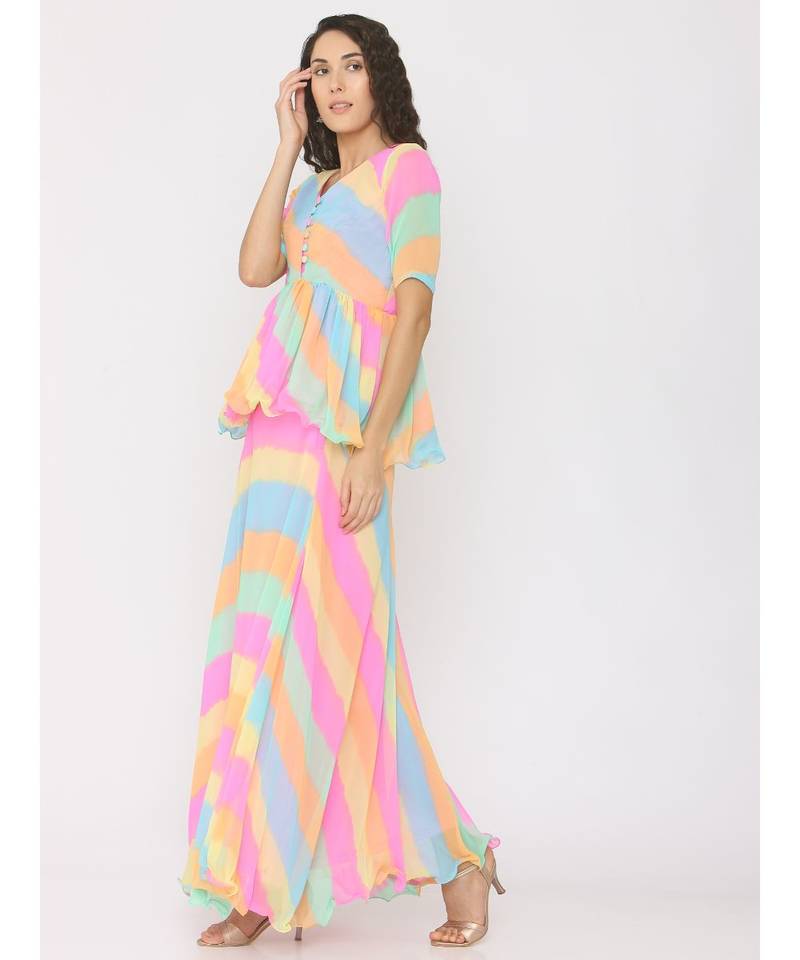 leharia peplum top with leharia skirt