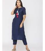 blue plain silk kurta-sets