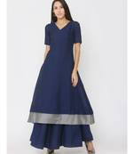 navy-blue plain silk kurta-sets