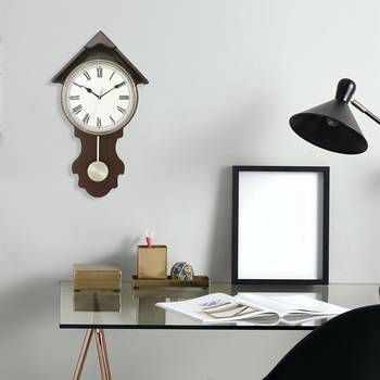 Dark Brown Vertical Wooden Wall Clock 2